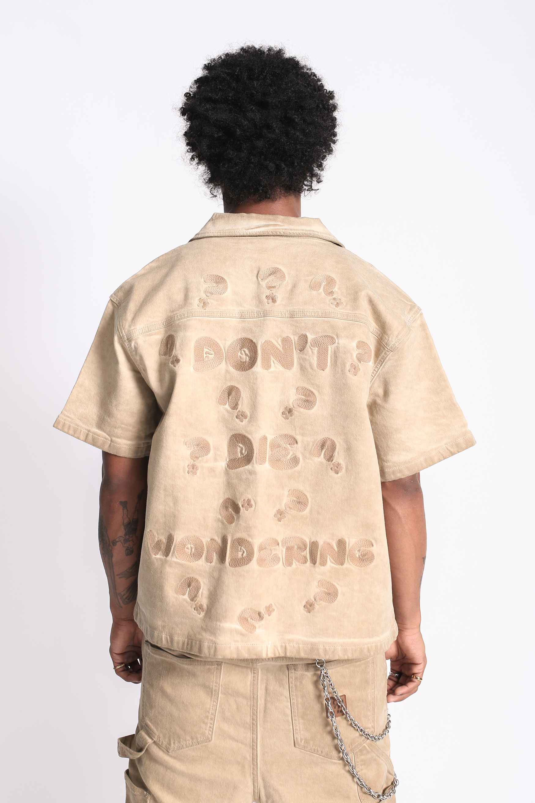 "Wondering" Work Shirt-Beige