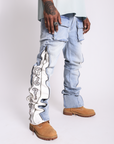 "Question Mark" Flare Denim-Light Indigo