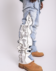 "Question Mark" Flare Denim-Light Indigo