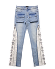 "Question Mark" Flare Denim-Light Indigo